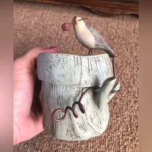 Spring Bird on Tree stump Trinket Holder
